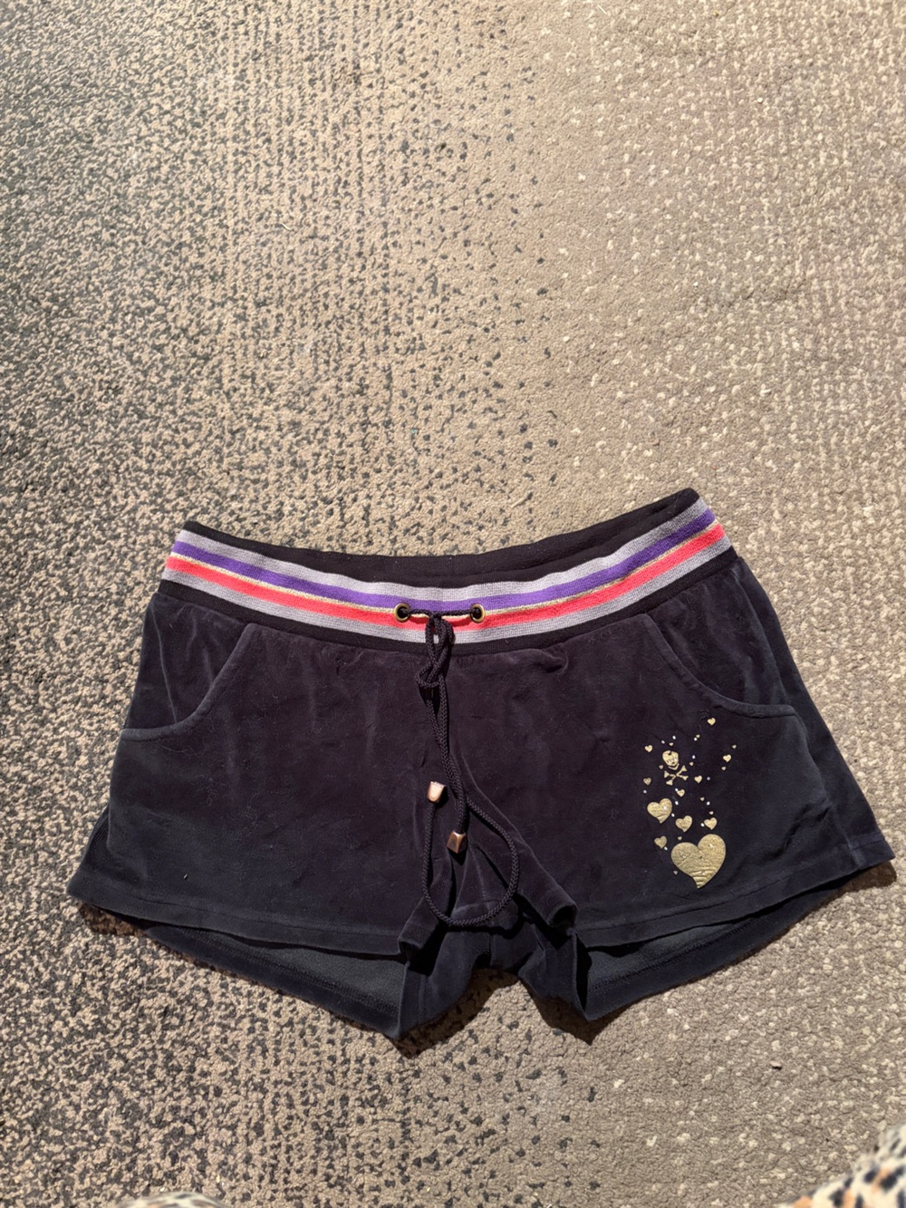 Velour Y2K skull mini shorts